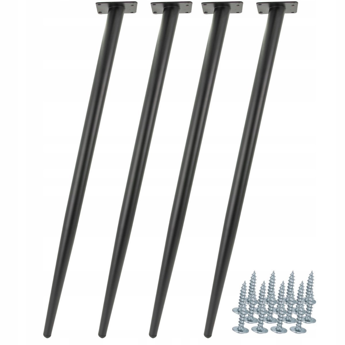 4 x Noga meblowa Szpilka skośna czarna 70 cm noga do stołu do toaletki