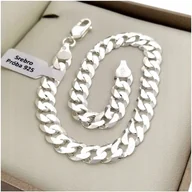 Bransolety męskie - Męska Srebrna Bransoletka Pancerka 19,5Cm/7Mm 925 Bizuteria Dla Faceta 925 - miniaturka - grafika 1