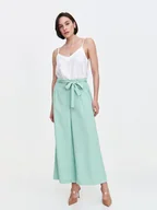 Spodnie damskie - Miętowe spodnie z szeroką nogawką - miniaturka - grafika 1