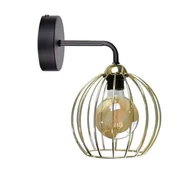 Lampy ścienne - KET Kinkiet LAMPA ścienna KET1250 druciana OPRAWA metalowa czarna złota KET1250 - miniaturka - grafika 1