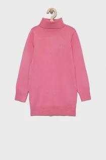 Swetry dla dziewczynek - Guess sweter dziecięcy kolor różowy lekki - grafika 1
