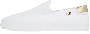 TOMMY HILFIGER Damskie tenisówki wsuwane VULC Canvas Low Top, biały (biały), 4 UK, biały, 37 EU - Koszulki i topy damskie - miniaturka - grafika 1
