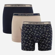 Majtki męskie - Komplet męskich majtek bawełnianych Emporio Armani 3F717111473-11250 L 3 szt Beżowy/Niebieski (8056787660311) - miniaturka - grafika 1