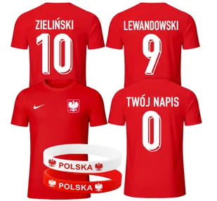 NIKE Koszulka Dziecięca Polska TWÓJ NAPIS LEWANDOWSKI 9 + Opaski - Piłka nożna - miniaturka - grafika 1