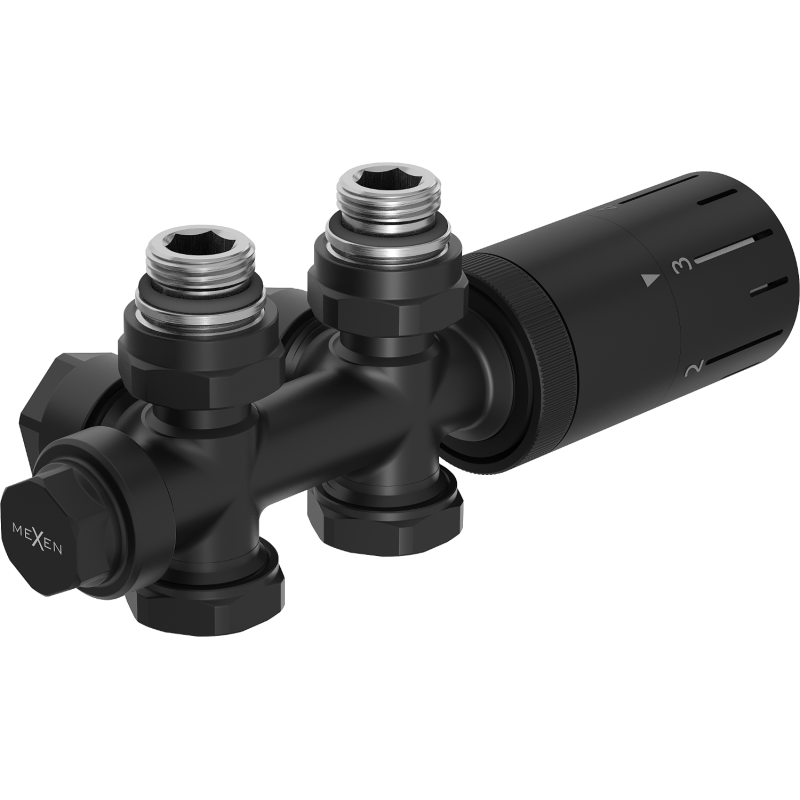 Mexen G05 zestaw termostatyczny kątowy/prosty, Duplex, DN50, czarny - W908-958-70