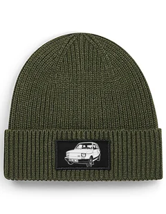 Czapka zimowa beanie auto samochód "Maluch Fiat126p" Military Green - Czapki damskie - miniaturka - grafika 1