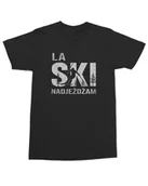 Koszulki męskie - Koszulka na narty Nadjeżdżam LA Ski z Narciarzem Zima Stok Czarna L - miniaturka - grafika 1