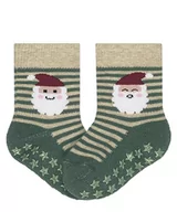 Skarpetki dla dzieci - FALKE Unisex skarpetki dziecięce Santa Stripes bawełniane antypoślizgowe wypustki 1 para, zielone (Dark Jade 7248), 74-80, zielony (Dark Jade 7248) - miniaturka - grafika 1