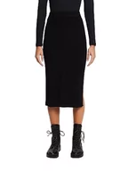 Spódnice - ESPRIT Spódnica midi z dzianiny prążkowanej, czarny, XS - miniaturka - grafika 1