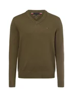 Swetry męskie - Tommy Hilfiger Sweter z dodatkiem kaszmiru Mężczyźni Bawełna zielony jednolity, S - miniaturka - grafika 1
