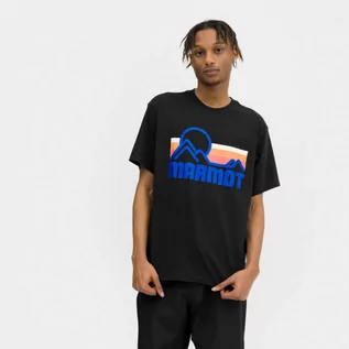 Koszulki sportowe męskie - Męski t-shirt z nadrukiem Marmot Coastal - czarny - MARMOT - grafika 1