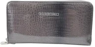 Portfele - Portfel Damski Skóra Naturalna GREGORIO Duży Z Metalowym Suwakiem Piórnik Lakierowany GF-119 SZARY RFID 19 x 10 x 2.5 [cm] - miniaturka - grafika 1