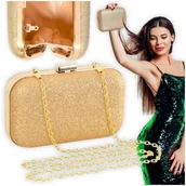 Torebki damskie - Złota torebka wieczorowa brokatowa - miniaturka - grafika 1