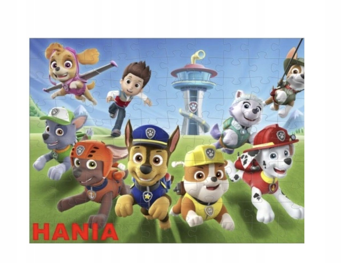 Puzzle ŚWIĄTECZNE PSI PATROL PIESKI A3 252 el z Nadrukiem +IMIĘ Pudełko 7