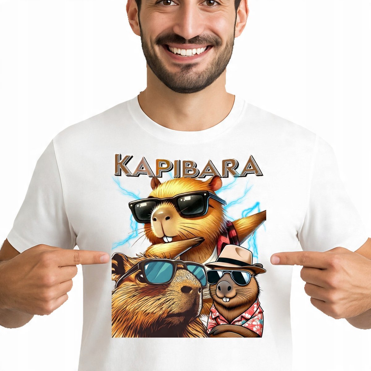 ŚMIESZNA KOSZULKA MĘSKA KAPIBARA CAPYBARA XXL 3492 PREMIUM NADRUK bootleg