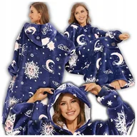 Bluzy damskie - KOC BLUZA KOCOBLUZA OVERSIZE GRUBA CIEPŁA MIĘKKA DŁUGA BLUZO KOC Z KAPTUREM - miniaturka - grafika 1