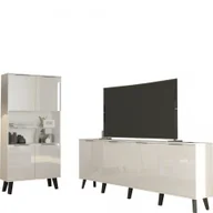 Inne meble do salonu - Zestaw Mebli do Salonu 3 Sven MebloCross Biały Mat / Biały Połysk - miniaturka - grafika 1