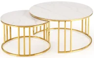 Ławy i stoliki kawowe - Nowoczesny komplet ław do salonu biały marmur + złoty - B9-K70 - miniaturka - grafika 1