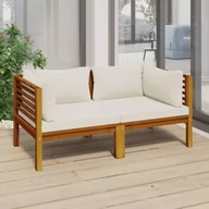 Meble ogrodowe - vidaXL 2-osobowa sofa ogrodowa kremowe poduszki drewno akacjowe 3086931 - miniaturka - grafika 1