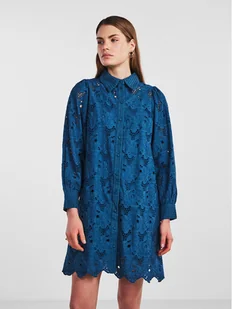 YAS Sukienka koszulowa 26030764 Granatowy Regular Fit - Sukienki - miniaturka - grafika 1