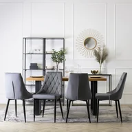 Krzesła - Zestaw 4x Krzesło Tapicerowane do Salonu CORK Szare Welurowe Nowoczesne Loft - miniaturka - grafika 1