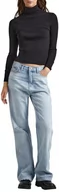 Swetry damskie - Pepe Jeans Damski sweter Dalia z zawijanym kołnierzem, czarny (czarny), L - miniaturka - grafika 1