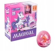 Figurki dla dzieci - Jajko Z Figurką Jednorożca Z Naklejkami W Środku Kolorowe Wzory - miniaturka - grafika 1