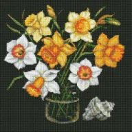 Zabawki kreatywne - Ideyka Diamentowa mozaika - Słoneczne żonkile 40x40cm - miniaturka - grafika 1