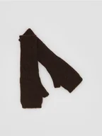 Czapki damskie - Reserved - Długie mitenki - ciemnobrązowy - miniaturka - grafika 1