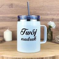 Kubki termiczne - Biały kubek termiczny do wina 900 ml ze stali nierdzewnej z Twoim nadrukiem - miniaturka - grafika 1