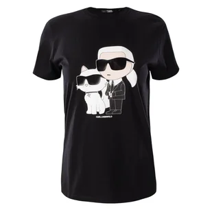 Damska Koszulka z krótkim rękawem KARL LAGERFELD IKONIK 2.0 T-SHIRT 230W1704-999 – Czarny - Koszulki i topy damskie - miniaturka - grafika 1