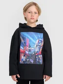 Bluzy dla chłopców - 4F Bluza dresowa nierozpinana z kapturem chłopięca - czarna 122 (6-7 lat) - miniaturka - grafika 1