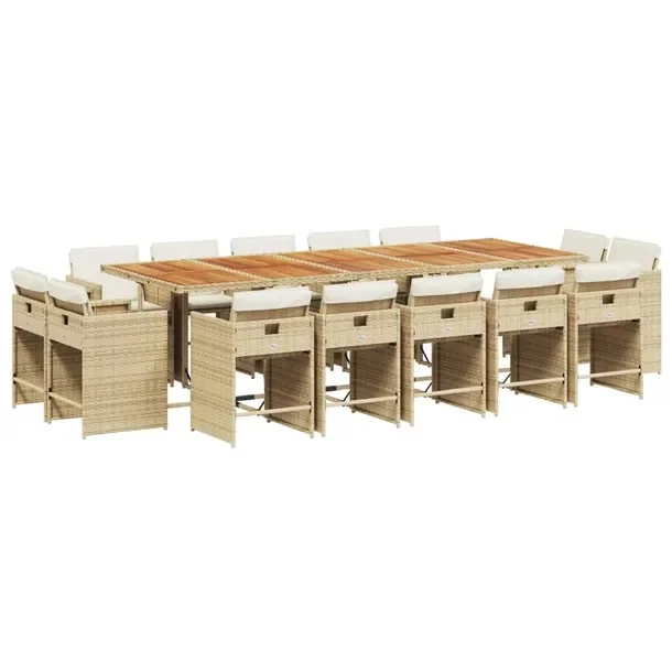 Zestaw mebli ogrodowych rattan PE beżowy 275x106x73 cm