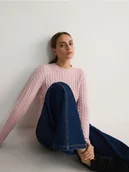 Swetry damskie - Reserved - Sweter z domieszką wiskozy - brudny róż - miniaturka - grafika 1