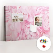 Tablice i flipcharty - Szkolna Tablica korkowa 60x40 cm, Kolorowe Pinezki, wzór Kwitnące kwiaty - miniaturka - grafika 1