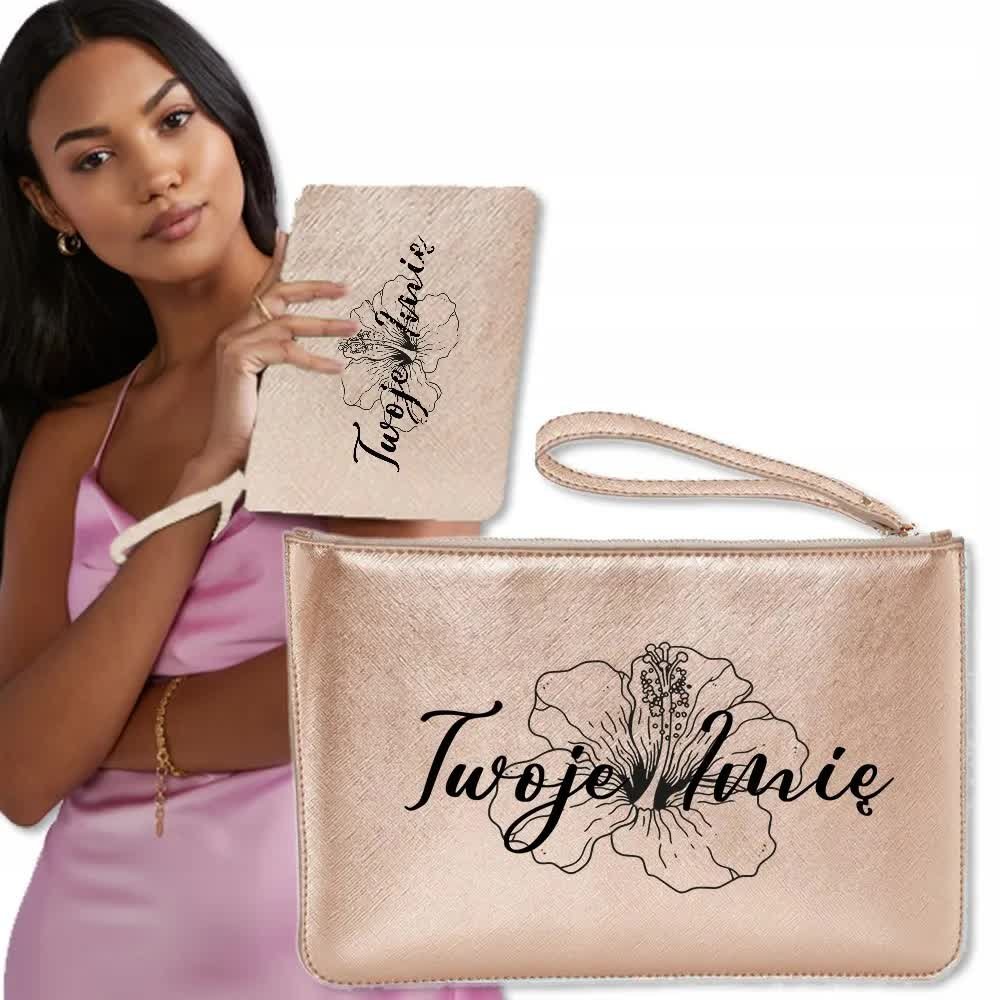 Torebka Kopertówka ROSE GOLD Kwiaty TWOJE IMIĘ