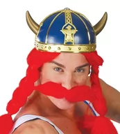 Dodatki do strojów karnawałowych - Guirca Hełm Wikinga niebieski - 1 szt. - miniaturka - grafika 1