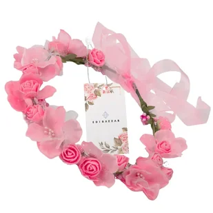 Wianek Opaska do Włosów Na Głowę Różowy Róże KWIATY OZDOBA Stroik Boho - Ozdoby do włosów - miniaturka - grafika 1