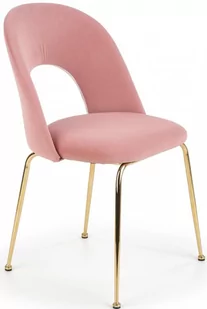 Krzesło tapicerowane velvet różowe K385 złoty stelaż - Krzesła - miniaturka - grafika 1