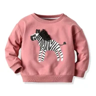 Bluzki dla niemowląt - Slowmoose Bluzy z kapturem, Bluza zebra wzór niemowląt -maluch Long Sleeve Undershirt Różowy 100 - miniaturka - grafika 1