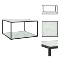 Ławy i stoliki kawowe - vidaXL Stolik kawowy czarny z białym szkłem o wyglądzie marmuru 90x90x50 cm - Stoliki kawowe - miniaturka - grafika 1