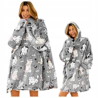 Bluzy damskie - KOC BLUZA Oversize Kocobluza Cieplutka 2w1 Kot Kotek XXL Długa Kocyk - miniaturka - grafika 1
