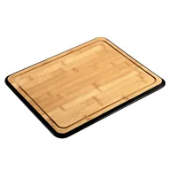 Deski do krojenia - Bambusowa deska do krojenia z czarną obwódką i rowkiem - miniaturka - grafika 1
