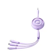 Kable USB - 3w1 Kabel zwijany Colorful Series USB-A do USB-C / iPhone Lightning / microUSB 1m fioletowy - miniaturka - grafika 1