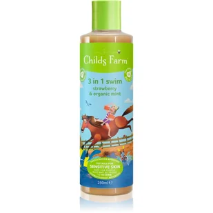 Childs Farm 3 in 1 Swim Strawberry & Organic Mint szampon 3w1, odżywka i żel pod prysznic dla dzieci 250 ml - Kosmetyki kąpielowe dla dzieci - miniaturka - grafika 1