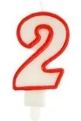 Kinder party - Świeczka 2 czerwona - miniaturka - grafika 1