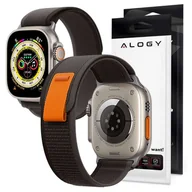 Akcesoria do smartwatchy - Pasek nylonowy Alogy Sport na rzep do Apple Watch 4/5/6/7/8/SE (38/40/41mm) Czarno-pomarańczowy - miniaturka - grafika 1
