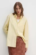 Koszule damskie - Tommy Hilfiger koszula bawełniana damska kolor żółty relaxed z kołnierzykiem klasycznym - miniaturka - grafika 1