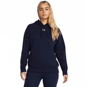 Bluzy damskie - Damska bluza dresowa nierozpinana z kapturem Under Armour UA Rival Fleece Hoodie - granatowa - miniaturka - grafika 1