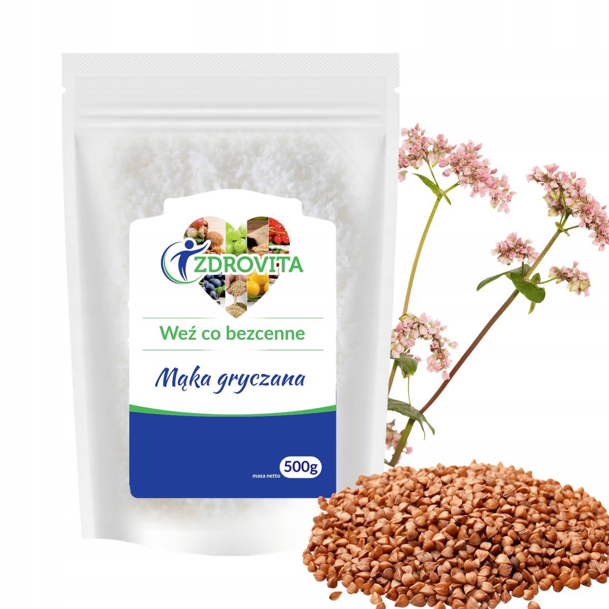 Mąka Gryczana bezglutenowa naturalna do wypieków Zdrovita 500g